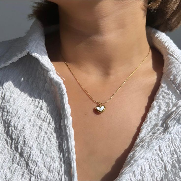 Gold Puffy Heart Necklace