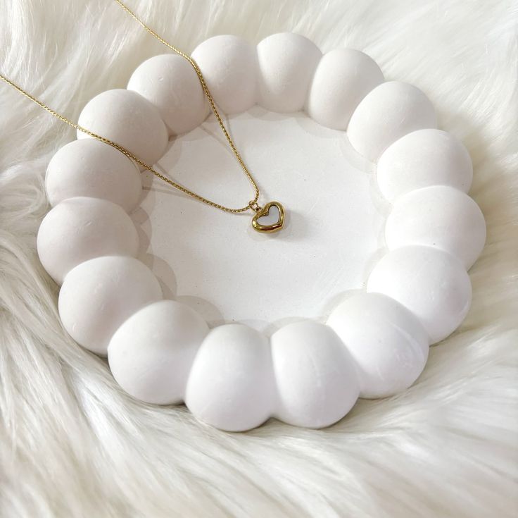 Gold Puffy Heart Necklace