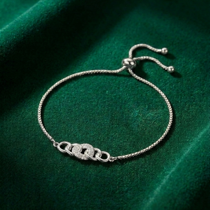 Stainless Steel Bolo Bracelet – Adjustable Interlocking Ring Bracelet for Women